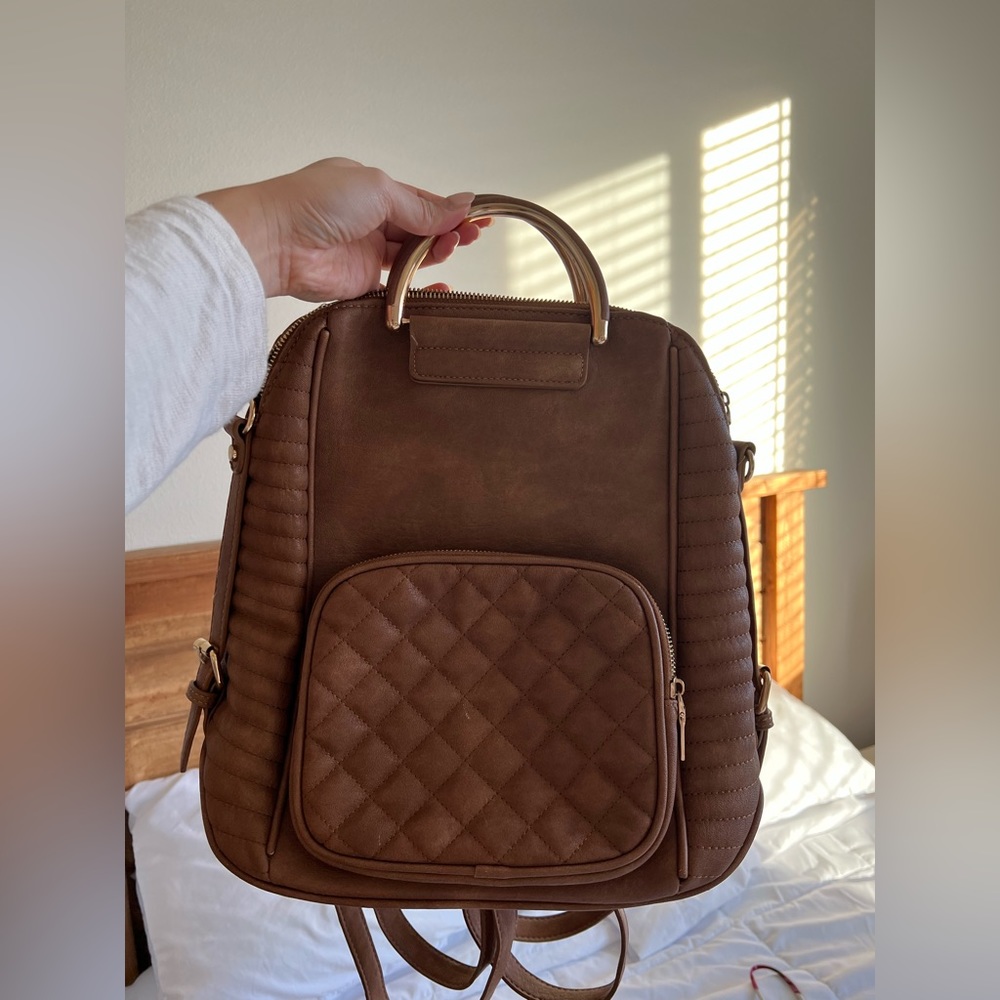 Gold/Brown Backpack Purse